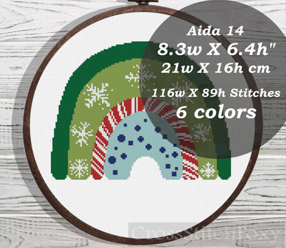 Christmas Rainbow cross stitch pattern