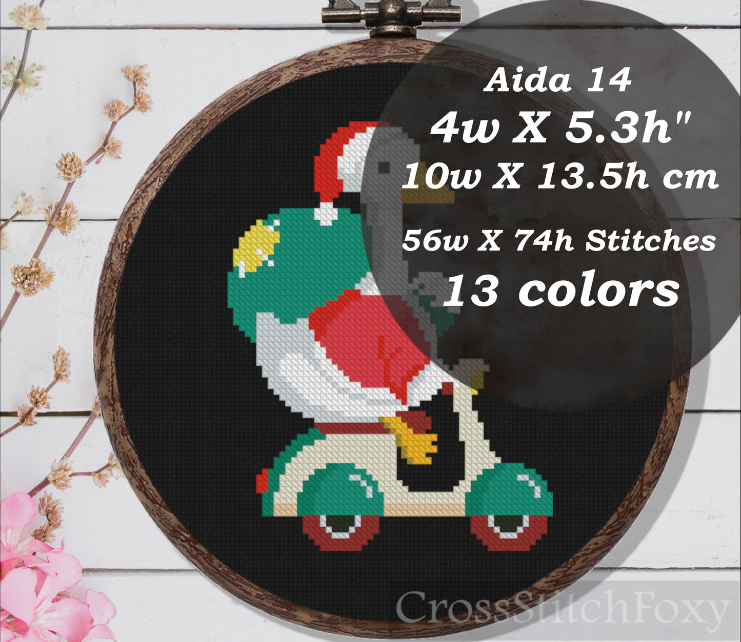 Christmas Santa Goose on Vespa Cross Stitch Pattern