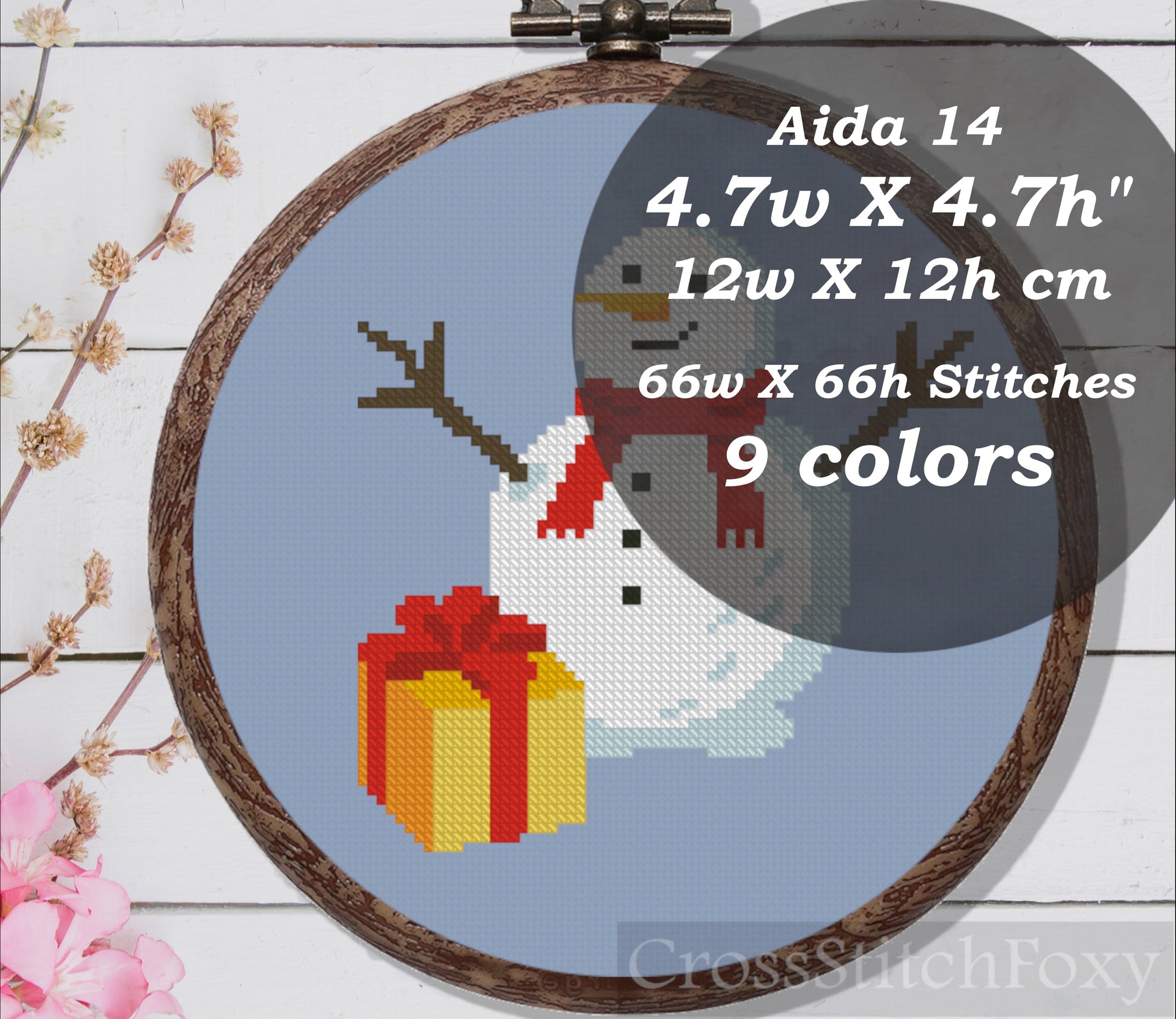 Christmas Snowman with Gift Cross Stitch Pattern