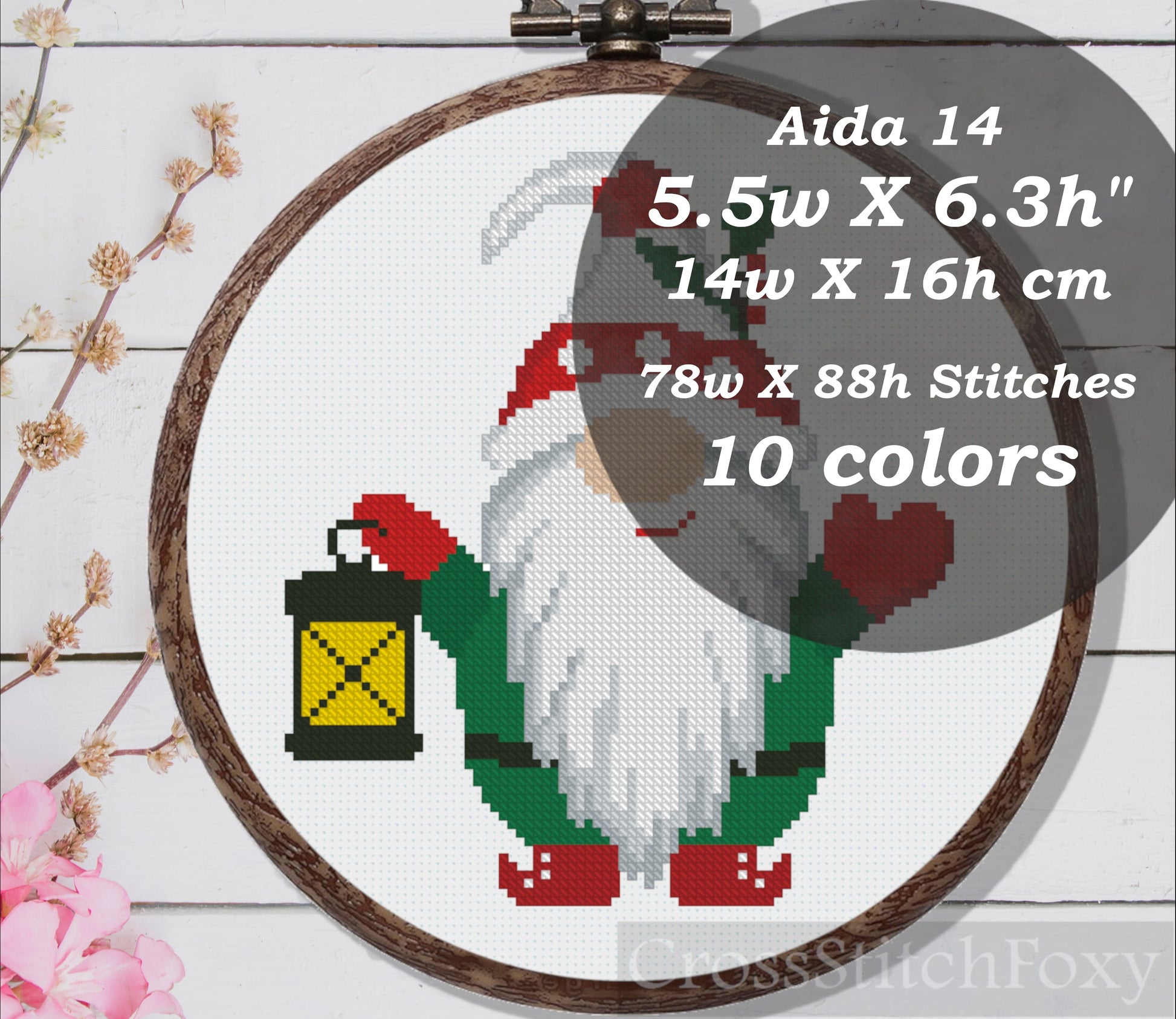 Christmas gnome cross stitch pattern