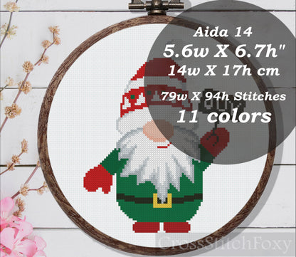Christmas gnome joy cross stitch pattern