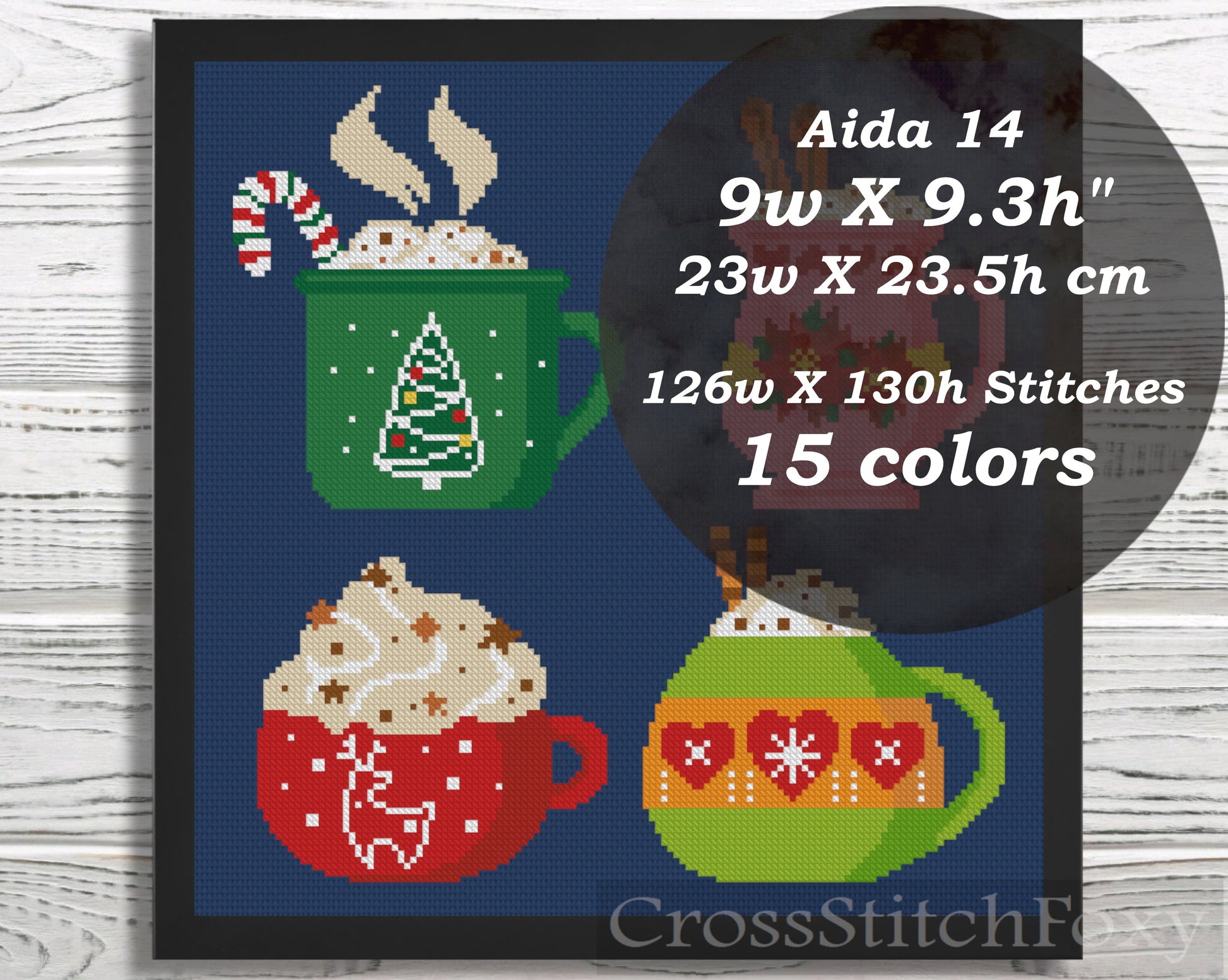 Christmas mugs cross stitch pattern