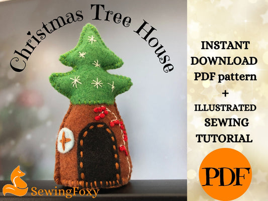 Christmas tree fairy house soft toy sewing pattern