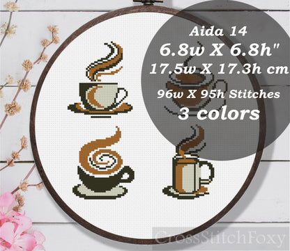 Coffee Cup Cross Stitch Pattern
