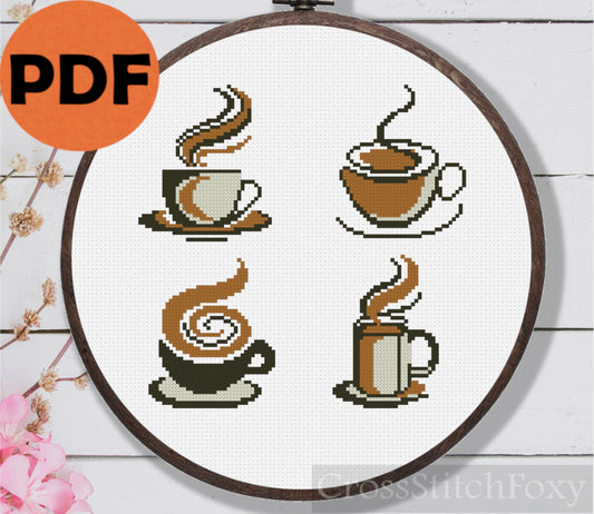 Coffee Cup Cross Stitch Pattern