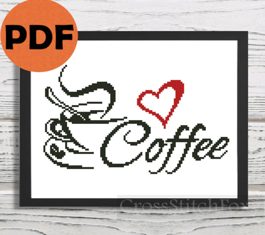 Coffee Cup cross stitch pattern