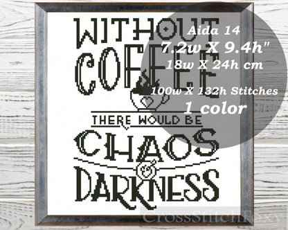 Coffee Quote cross stitch pattern