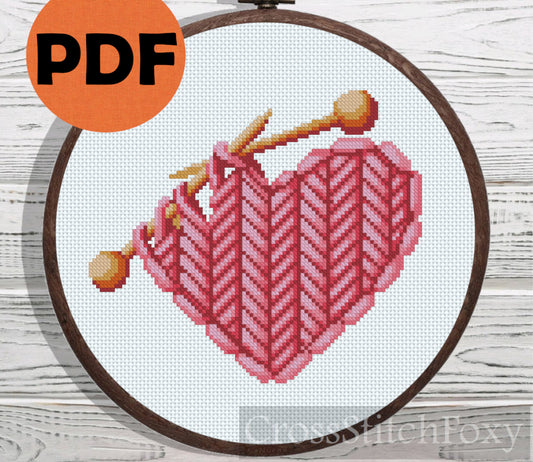 Cross stitch pattern Knitted Heart