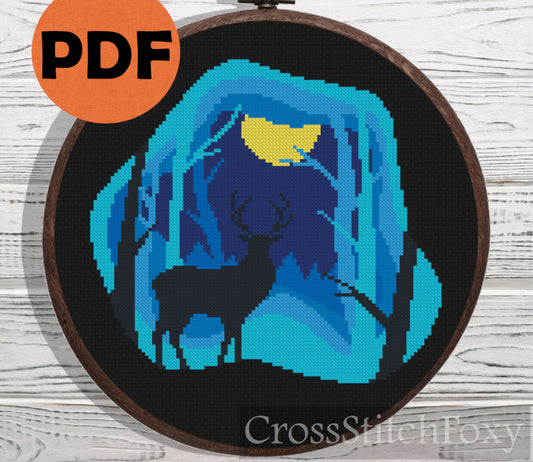 Deer Silhouette cross stitch pattern