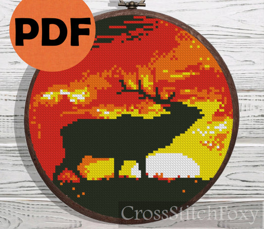 Deer cross stitch pattern