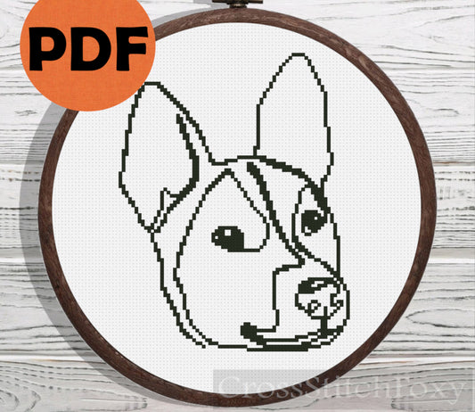 Dog Line Art cross stitch pattern