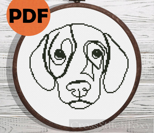 Dog Line Art cross stitch pattern