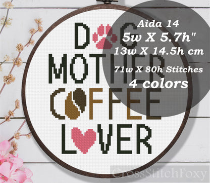 Dog Mom Coffee Cross Stitch Pattern