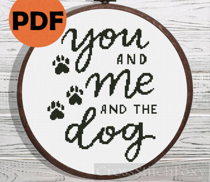 You And Me And The Dog cross stitch pattern