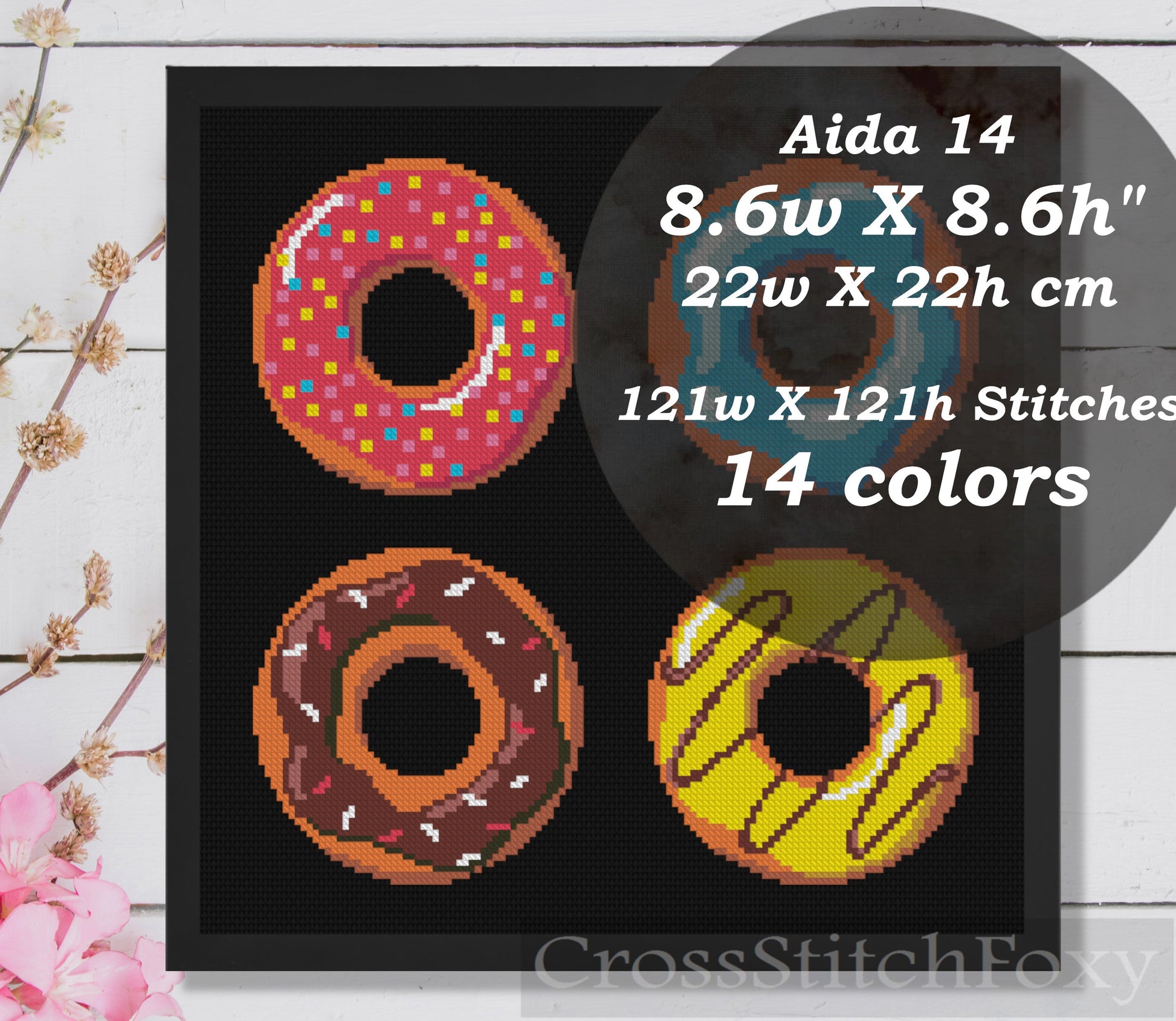 Donuts cross stitch pattern