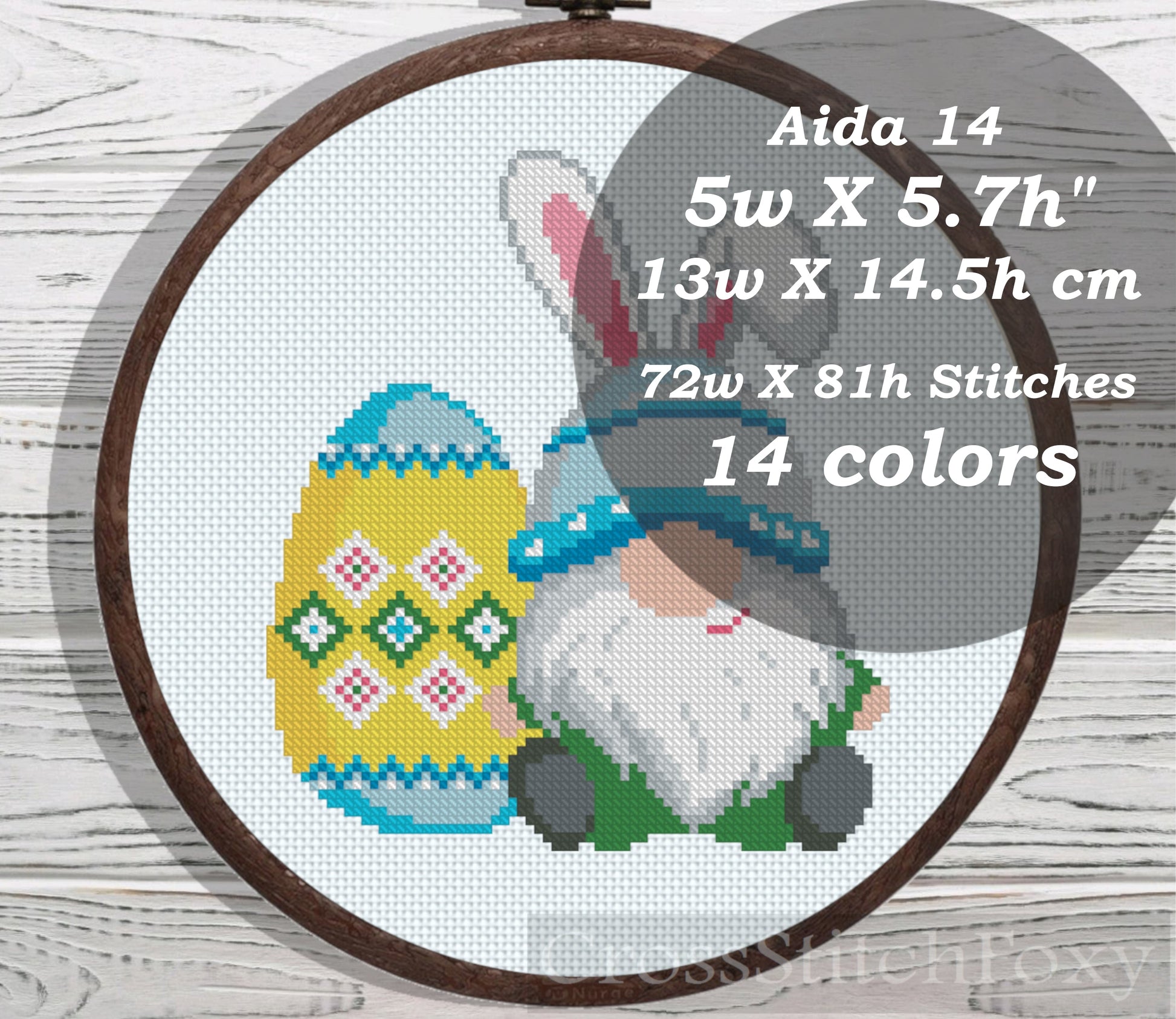 Easter Bunny Gnome cross stitch pattern