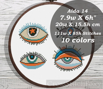 Evil Eyes cross stitch pattern