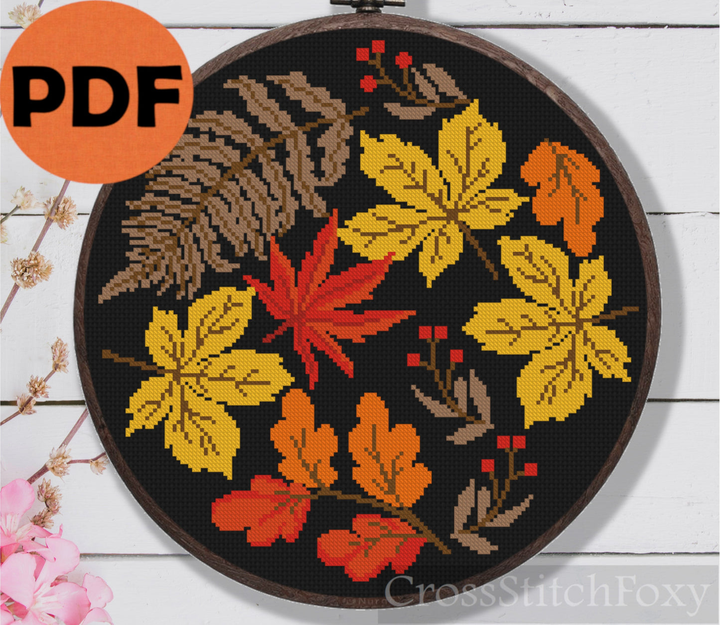 Fall Leaves Cross Stitch Pattern