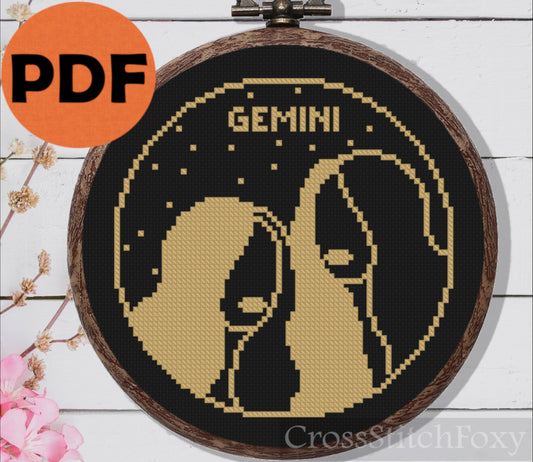 Female Gemini Zodiac cross stitch pattern