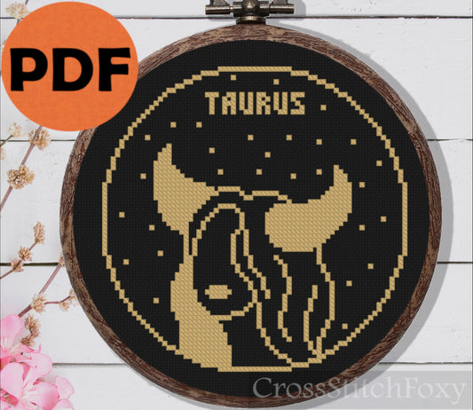 Female Taurus Zodiac cross stitch pattern