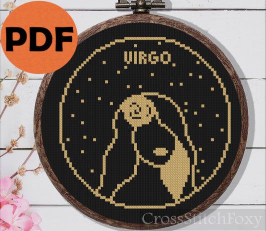 Female Virgo Zodiac cross stitch pattern