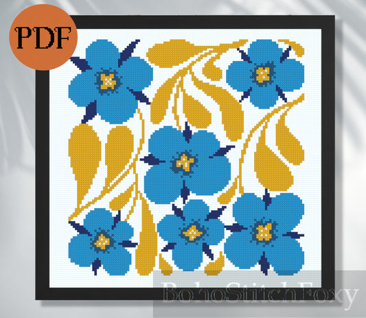 Floral Abstract Cross Stitch Pattern