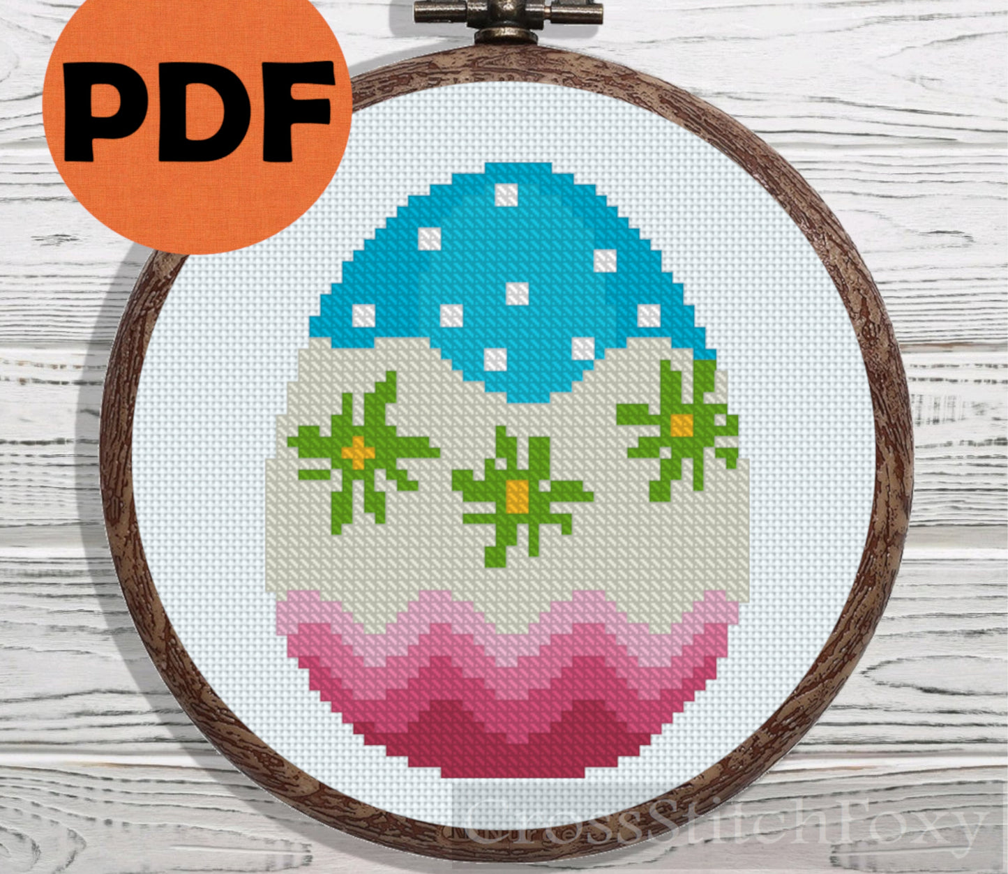 Floral Easter Egg cross stitch pattern