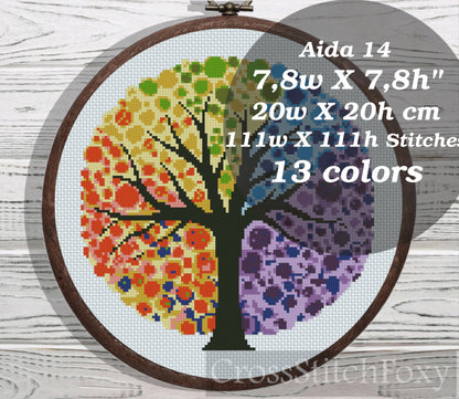 Four Seasons Tree cross stitch pattern