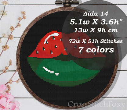 Fruit Lips Watermelon Cross Stitch Pattern