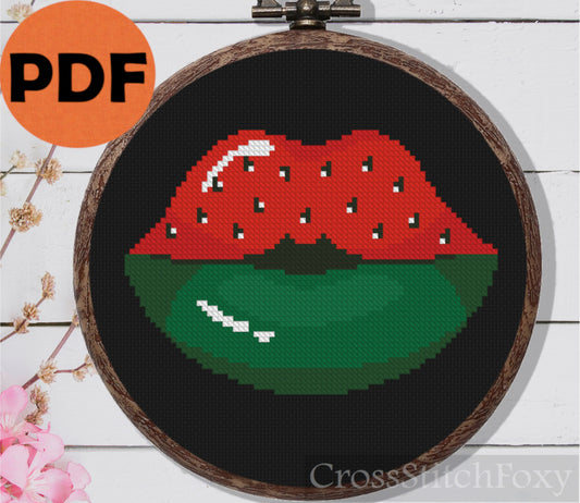 Fruit Lips Watermelon Cross Stitch Pattern