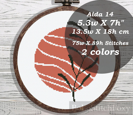 Full Moon Leaf cross stitch pattern