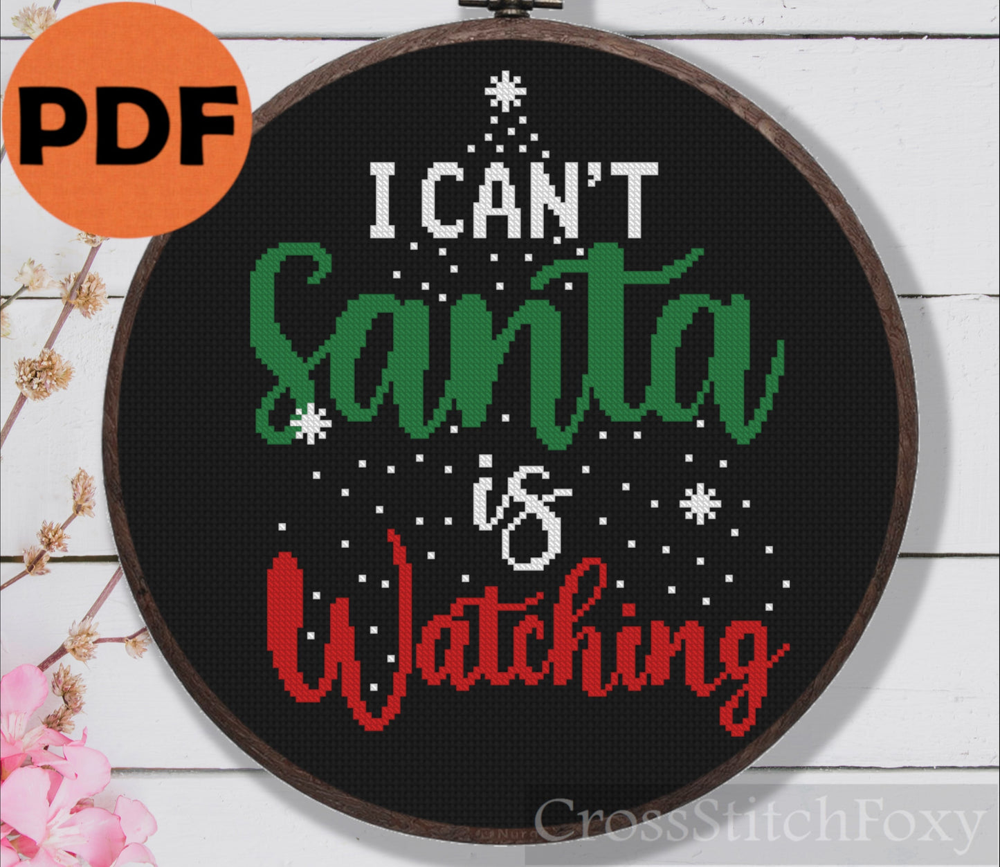 Funny Christmas lettering cross stitch pattern
