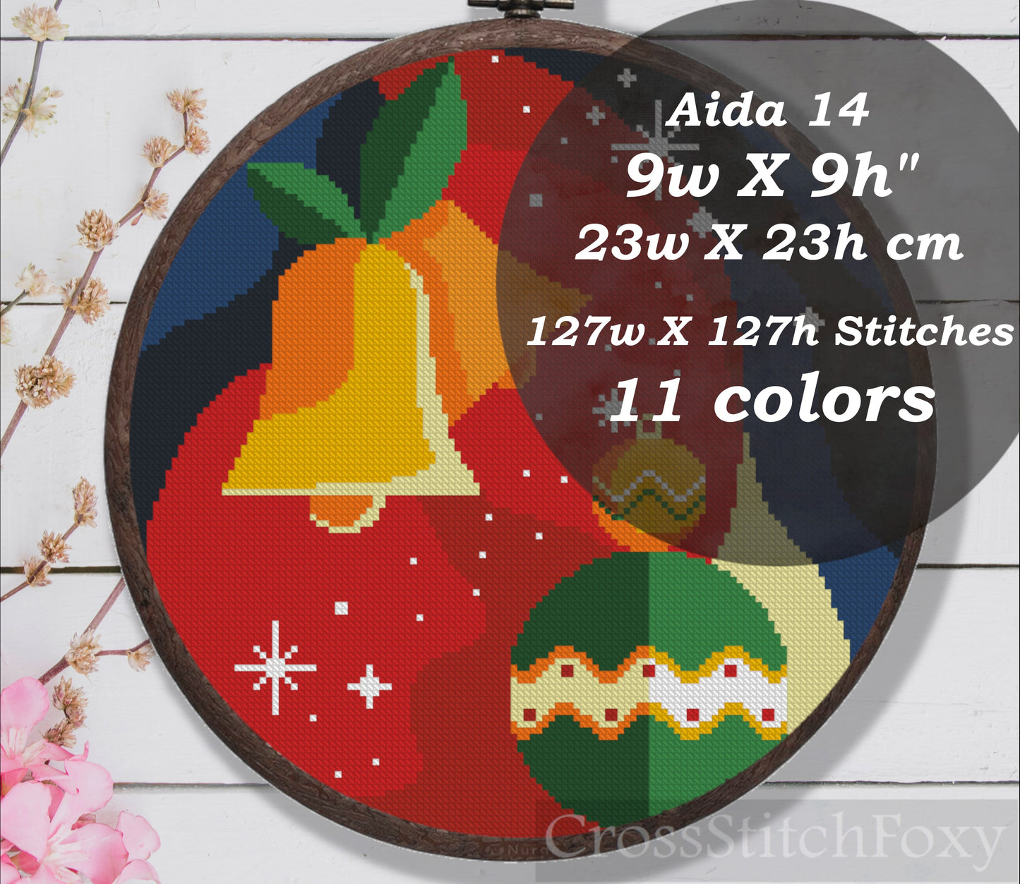Geometric Christmas elements ornament cross stitch pattern