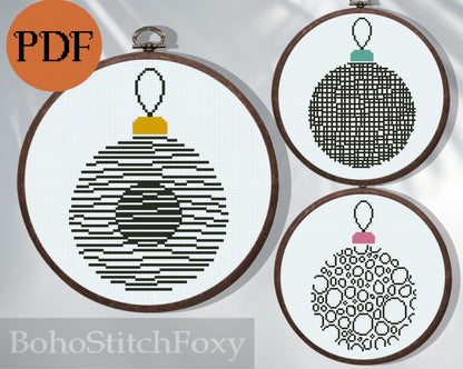 Geometric Christmas balls cross stitch patterns