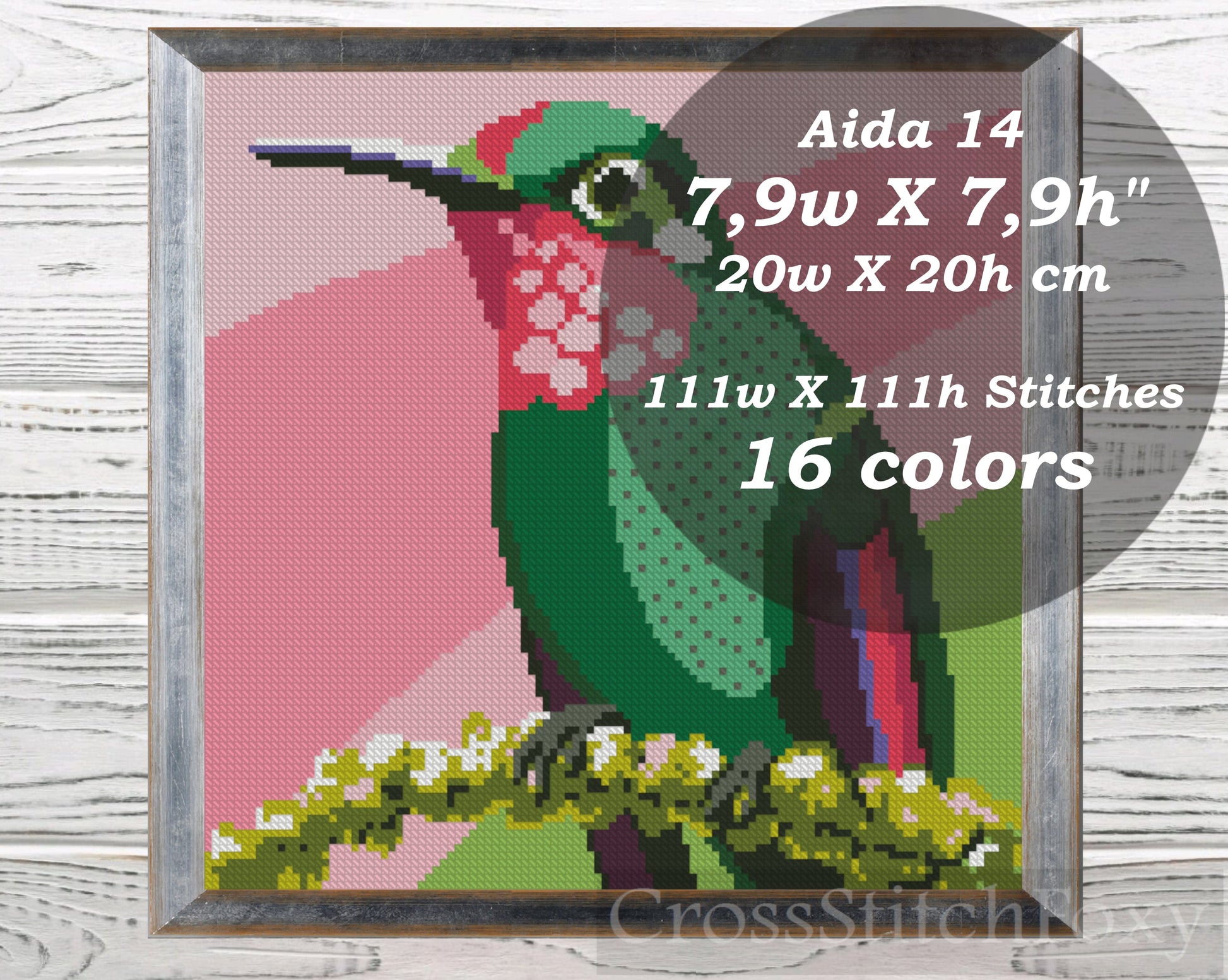Green Bird cross stitch pattern