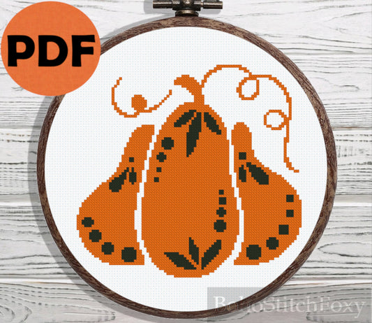 Halloween Pumpkin boho cross stitch pattern