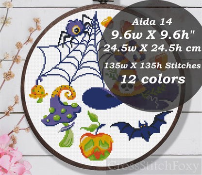 Halloween Witch Hat Cross Stitch Pattern