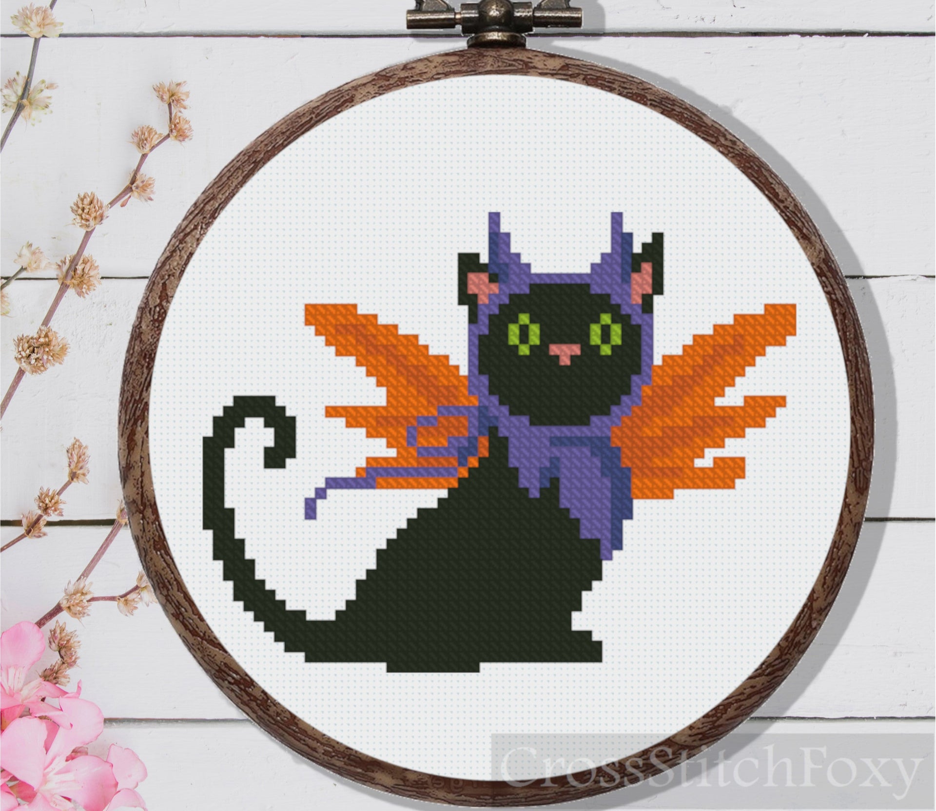 Valentine Cat cross stitch pattern – Cross Stitch Foxy