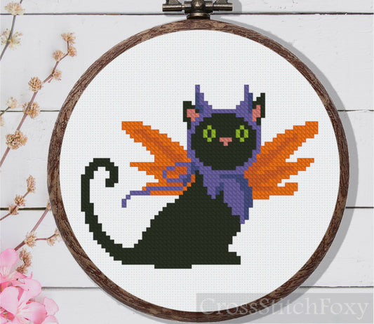 Halloween cat cross stitch pattern
