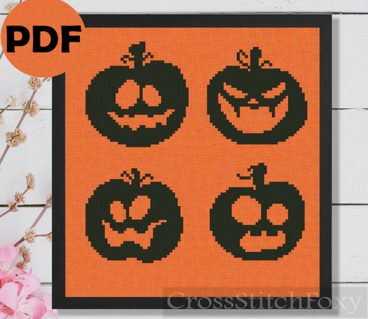 Halloween pumpkins cross stitch pattern