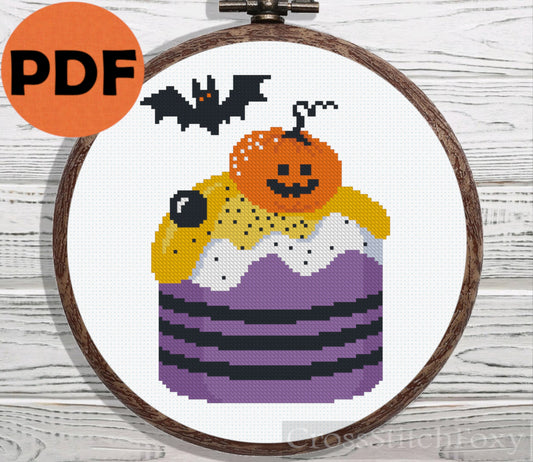 Halloween sweets pumpkin cross stitch pattern