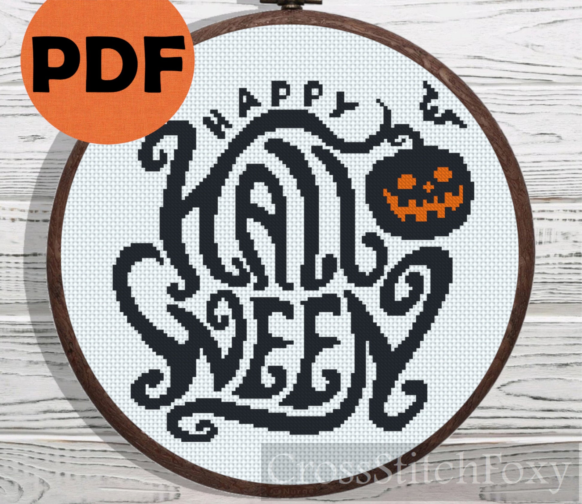 Happy Halloween cross stitch pattern