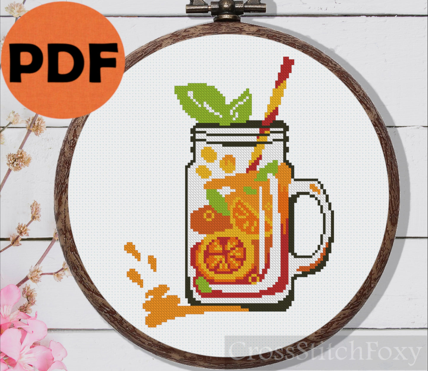 Healthy drink cross stitch pattern
