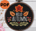 Hello Autumn Fall Leaves Cross Stitch Pattern PDF – Cross Stitch Foxy