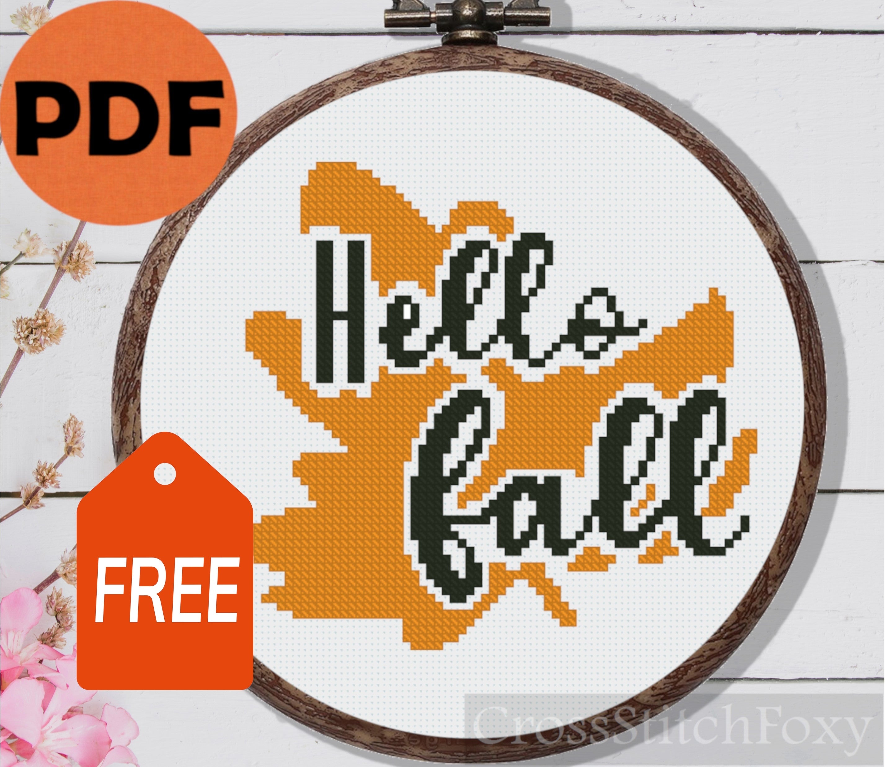 Hello Fall Quote Cross Stitch Pattern FREE – Cross Stitch Foxy