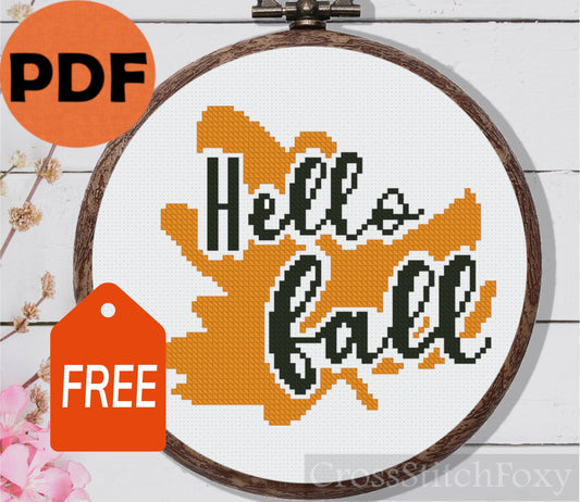 Hello Fall Quote Cross Stitch Pattern FREE