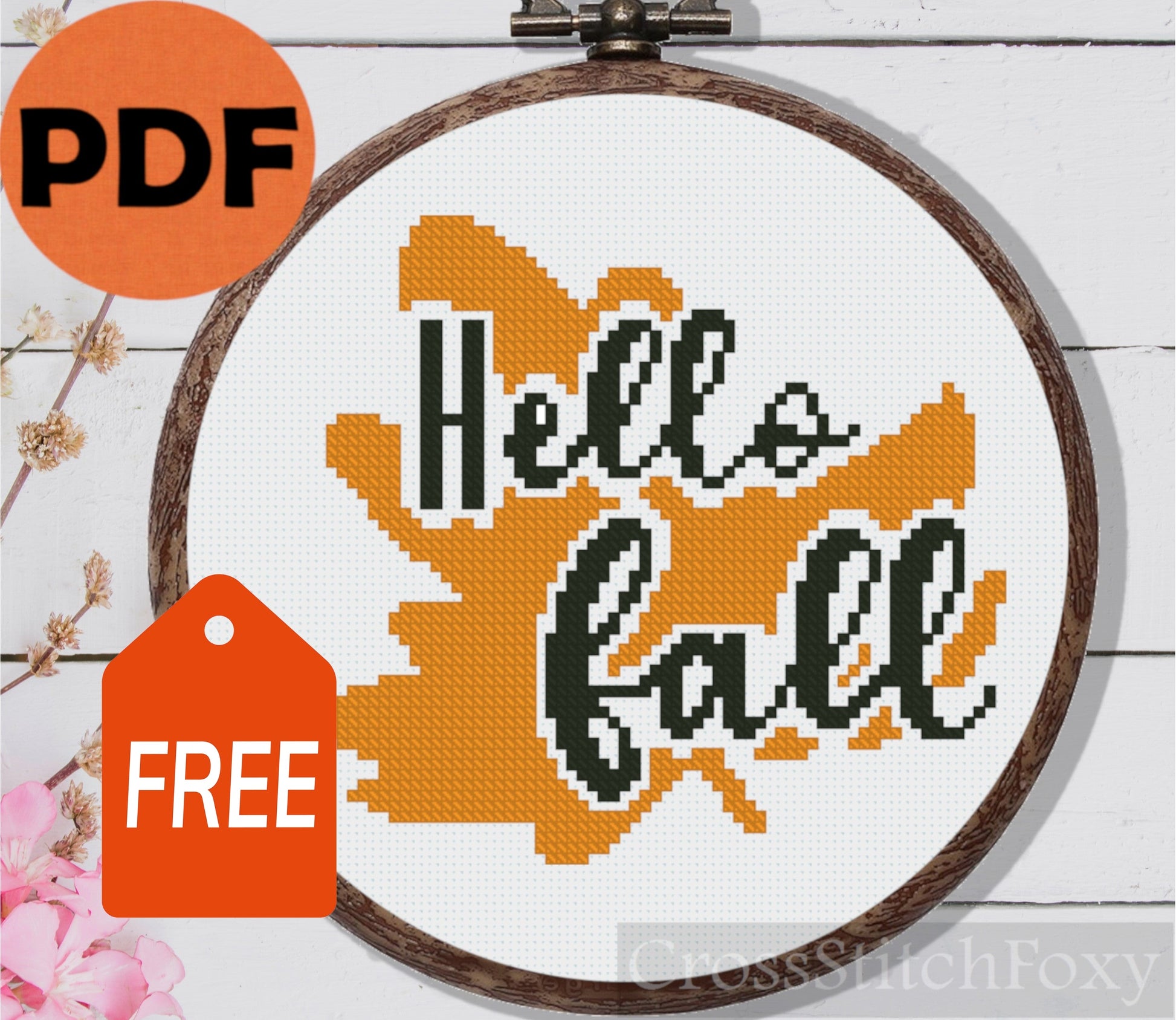 Hello Fall Quote Cross Stitch Pattern FREE