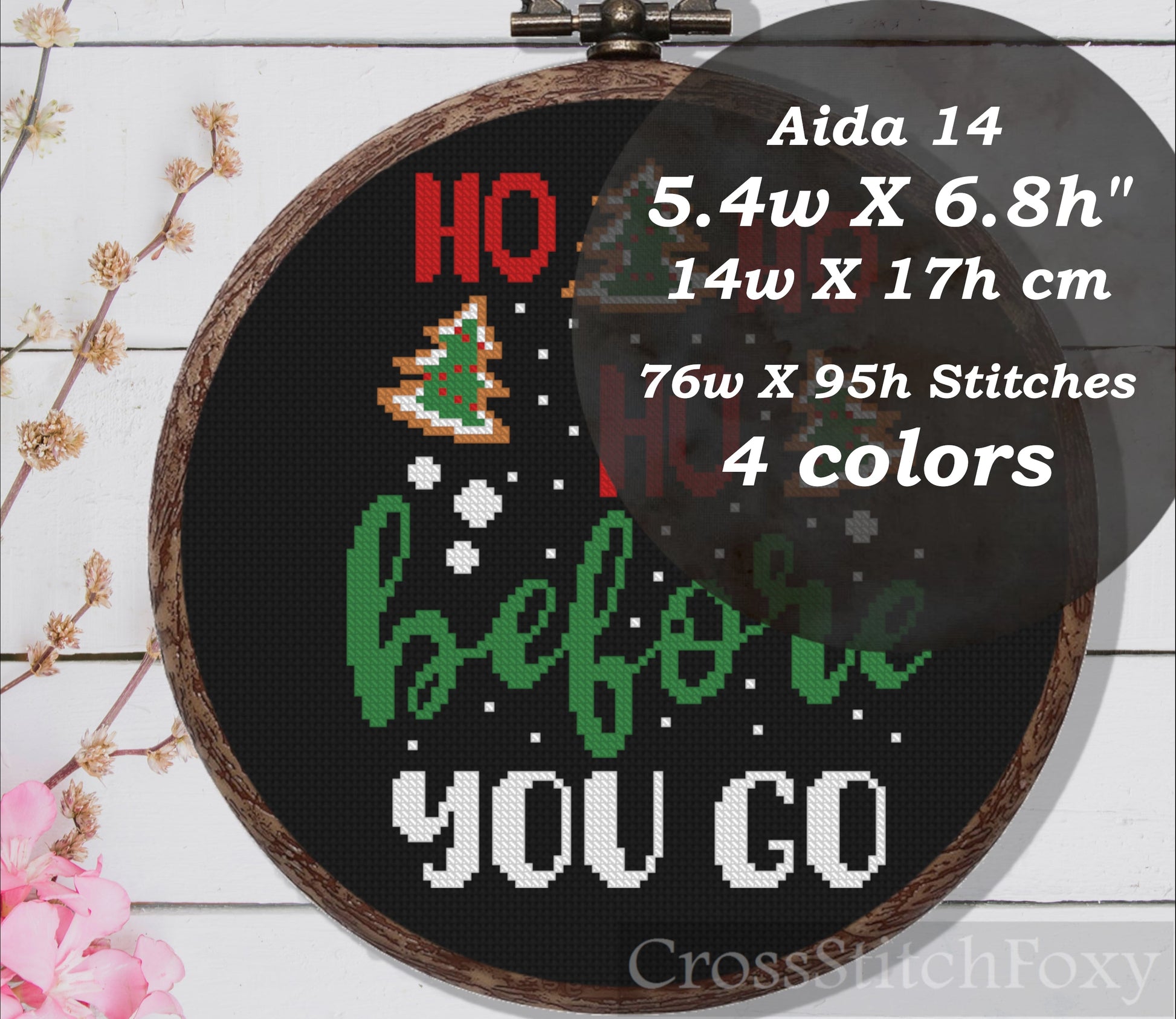 Ho Ho Ho funny Christmas cross stitch pattern