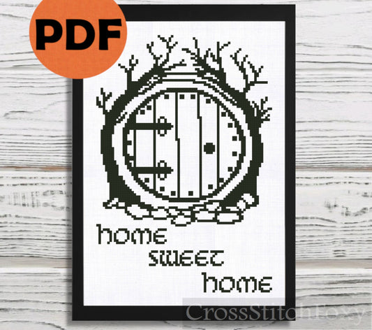 Hobbit Home Sweet Home cross stitch pattern