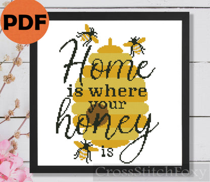 Home Bee Cross Stitch Pattern